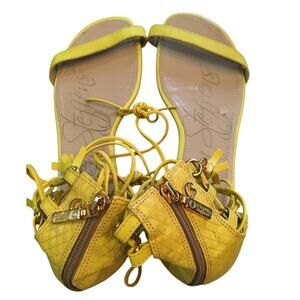 Carmen Steffens BRA 39 EUR 41 10 1/2 Yellow Leather Gladiator Sandals Zip Heel